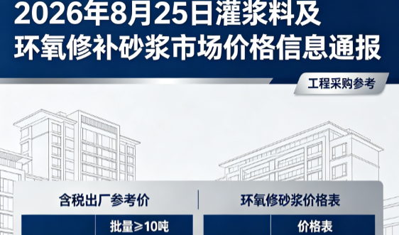 长征镇2026年8月25日灌浆料及环氧修补砂浆市场价格信息通报